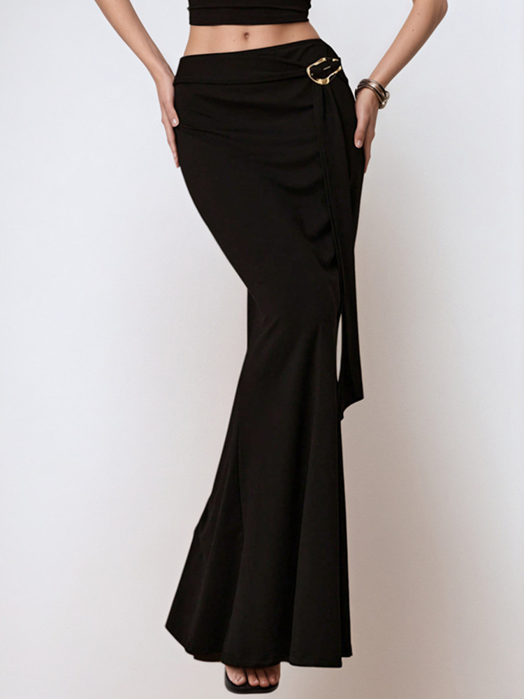 Summer Clothing Wraps - Elegancka czarna spódnica typu rybka z