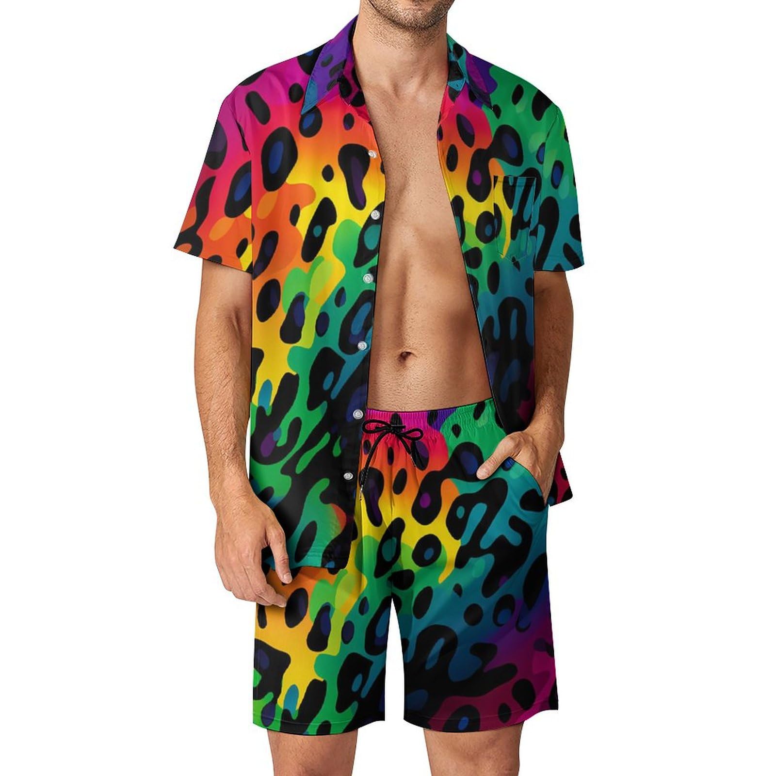 Summer Clothing Trend - Letnie nieregularne geometryczne zestawy męskich koszul