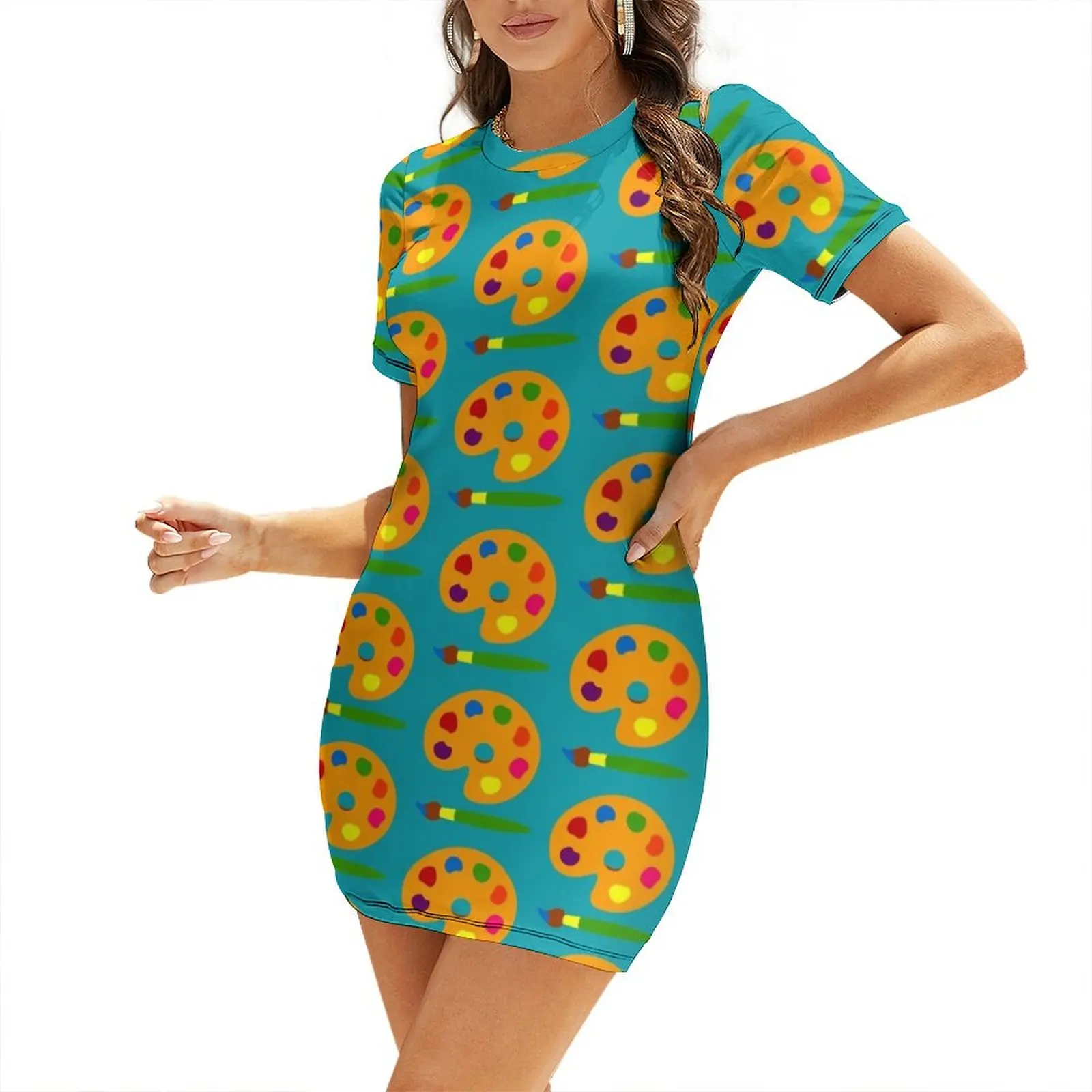 Summer Clothing Palette - Kolorowa paleta farb Sukienka z krótkim