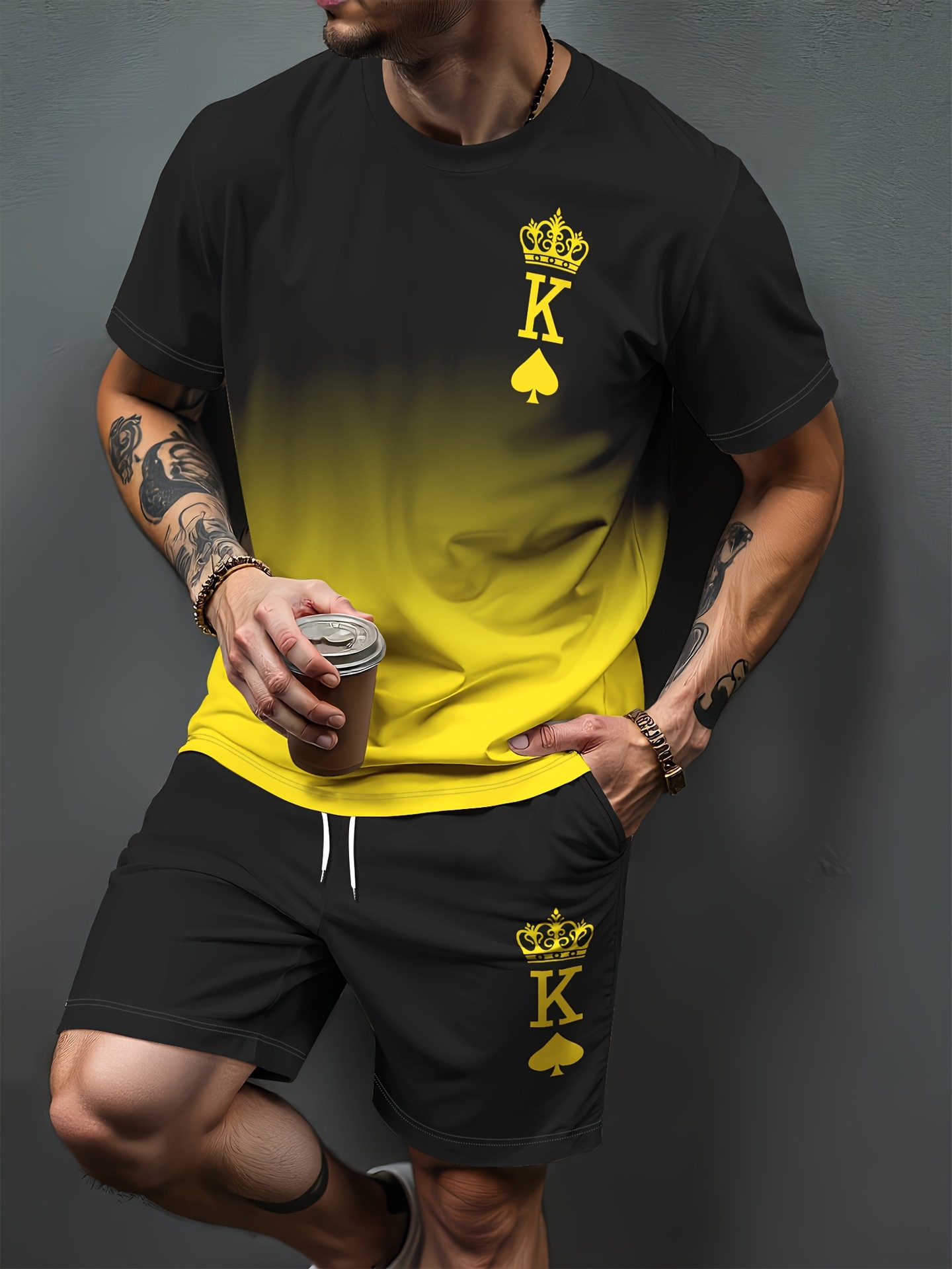 Gradientowy wzór liter, druk 3 – Summer Clothing Sets Women recenzja i cena