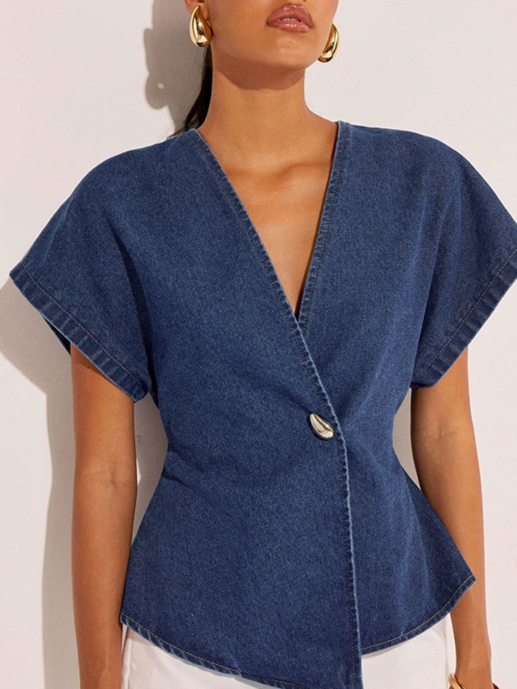 Damska bluzka dżinsowa w kolor – Summer Clothing Wraps recenzja i cena
