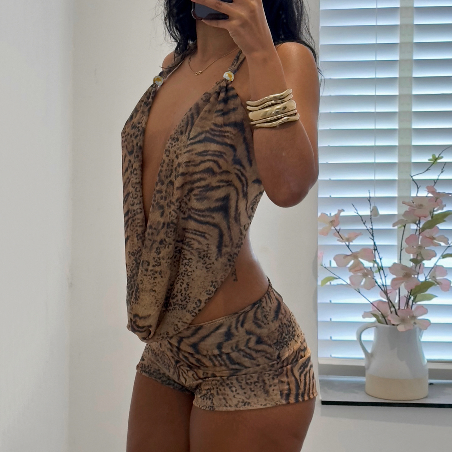 Damski komplet w panterkę, dwu – Summer Clothing Model recenzja i cena