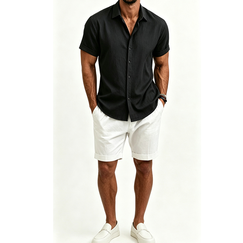 Męski zestaw koszulowy z baweł – Summer Clothing Trend recenzja i cena